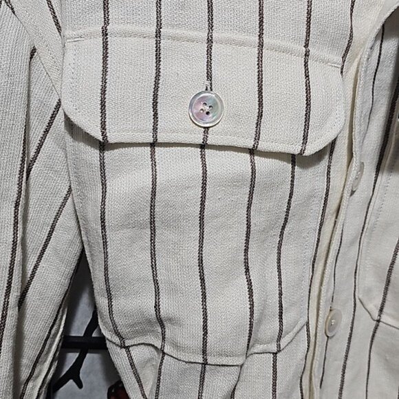 Polo Ralph Lauren Belted Striped Linen Utility Shirt Size 2 New - Picture 5 of 8